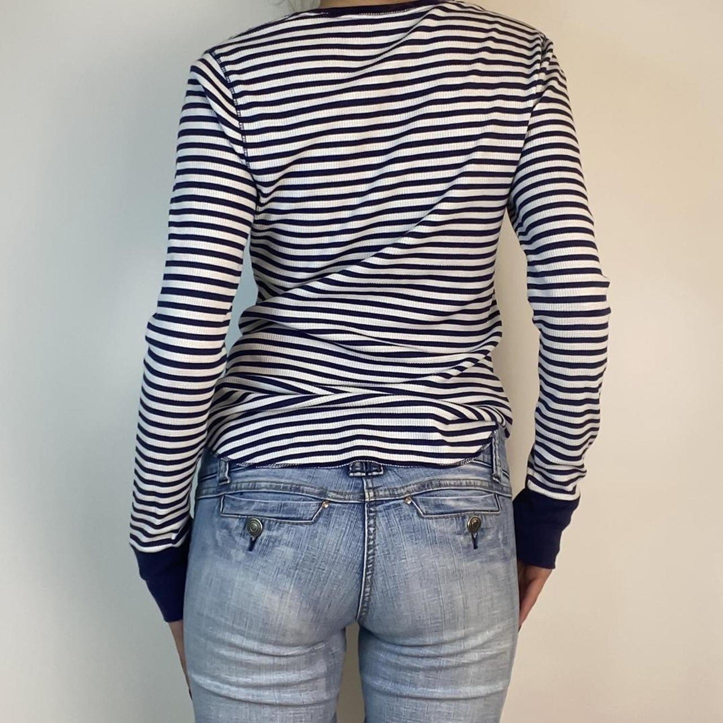 90s Striped Waffle Knit Top