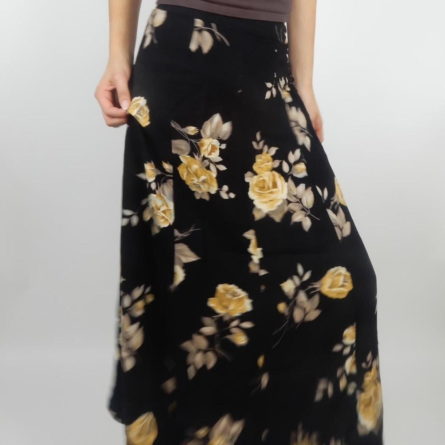 Floral Maxi Skirt in Black