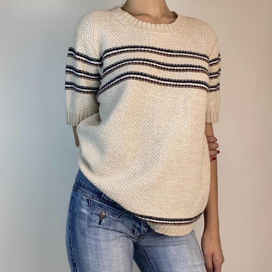 Knit Striped Top in Cream