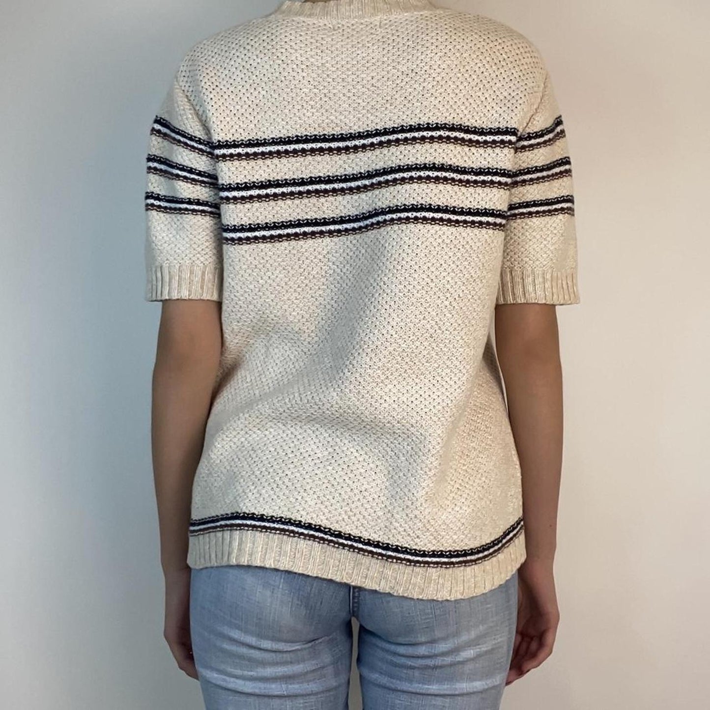 Knit Striped Top in Cream