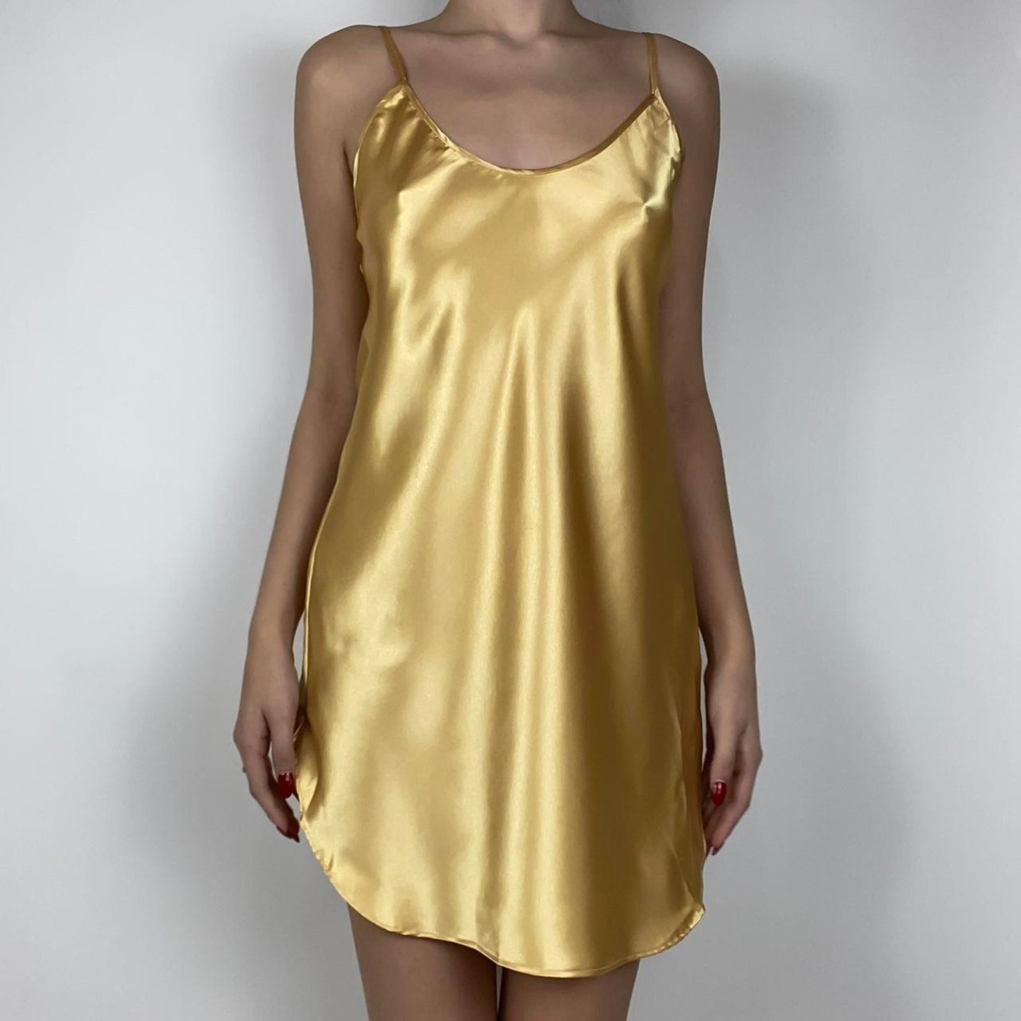 Gold Satin Mini Dress