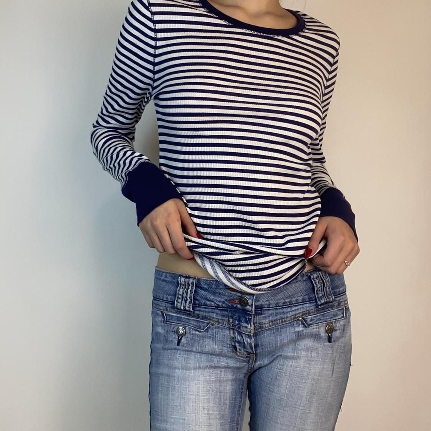 90s Striped Waffle Knit Top