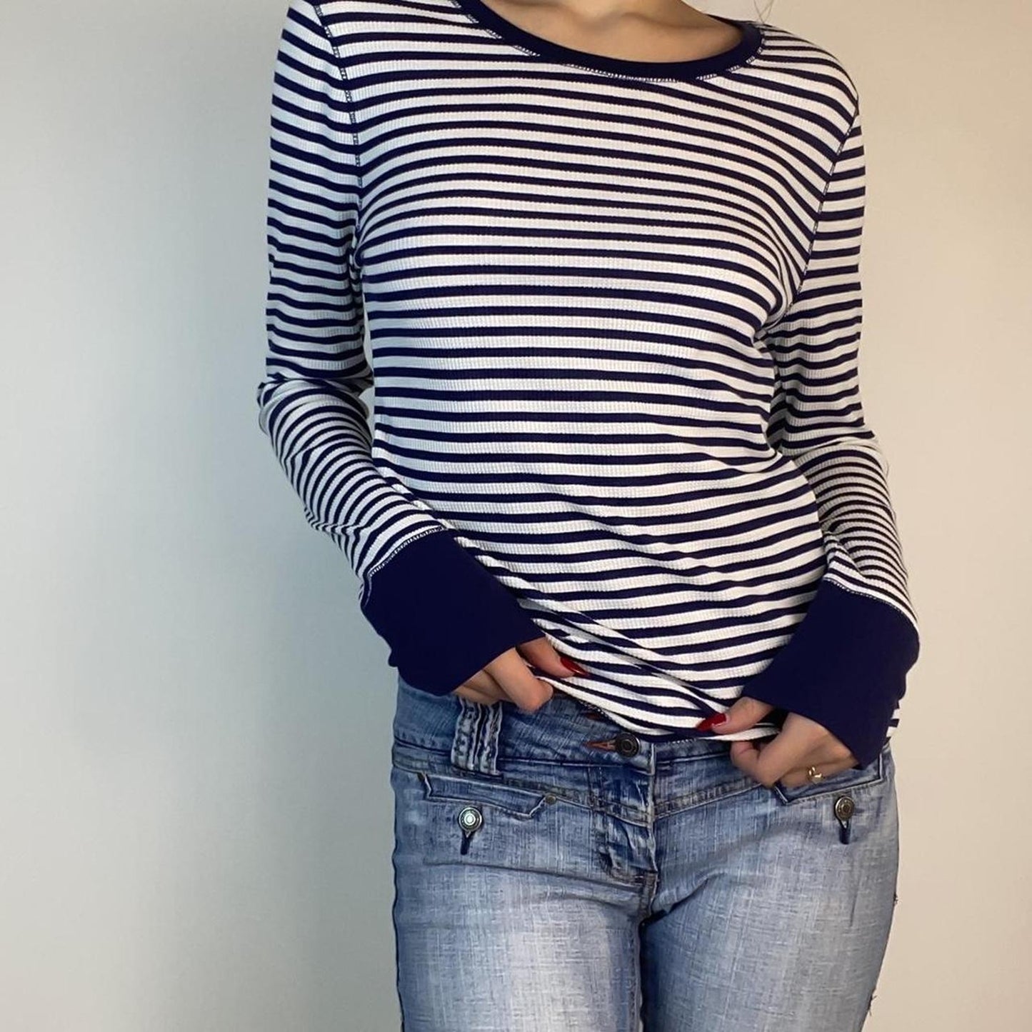 90s Striped Waffle Knit Top