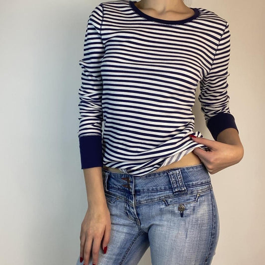 90s Striped Waffle Knit Top