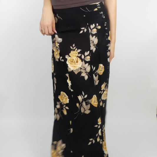 Floral Maxi Skirt in Black