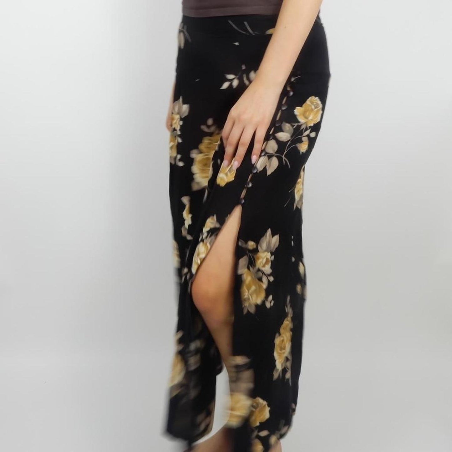 Floral Maxi Skirt in Black