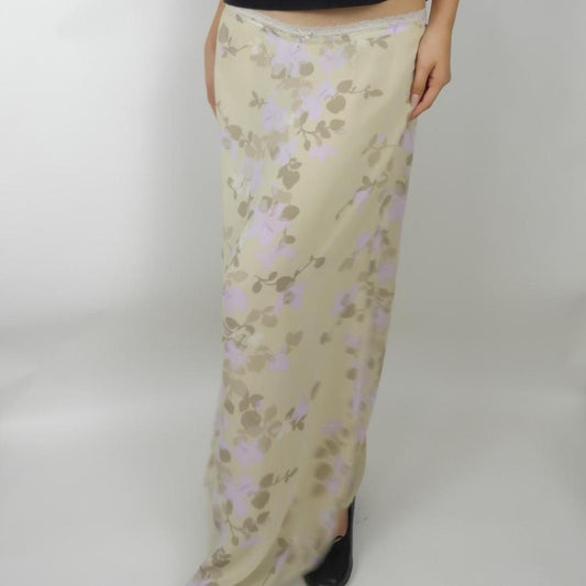 Floral Maxi Skirt in Cream