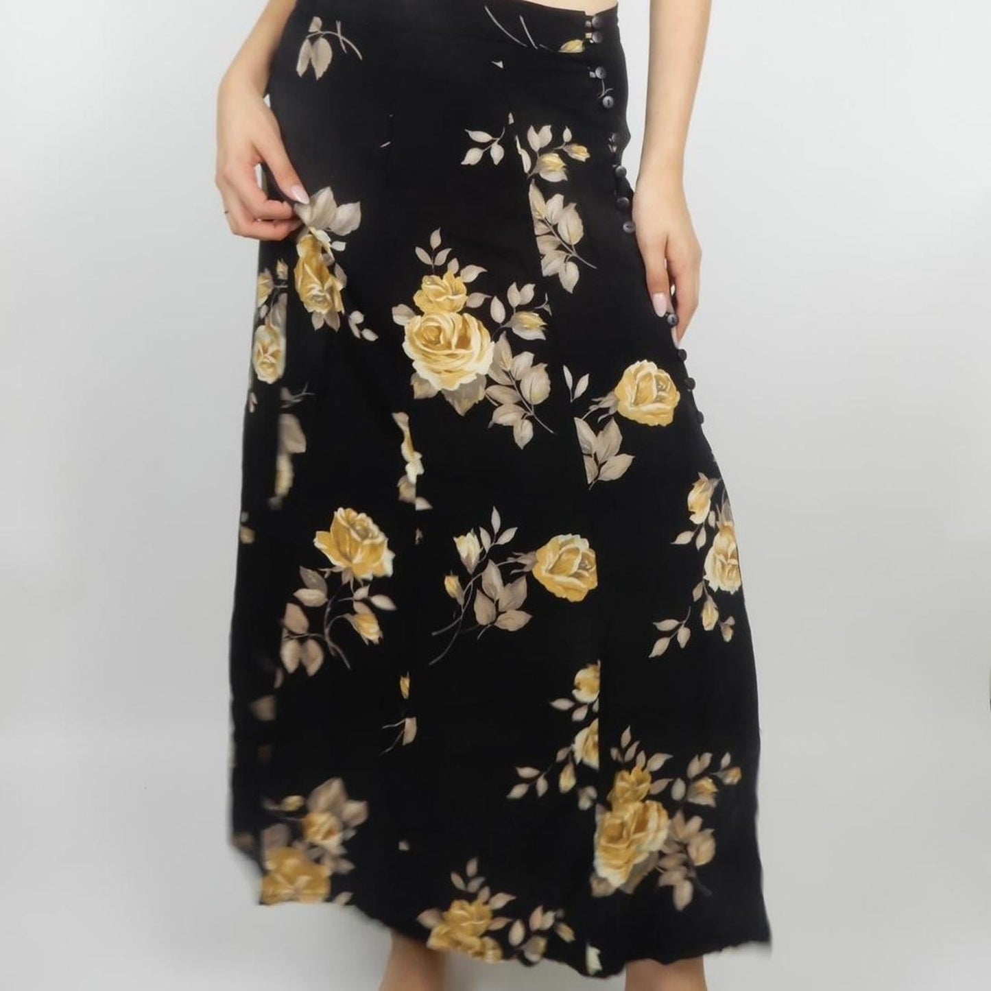 Floral Maxi Skirt in Black