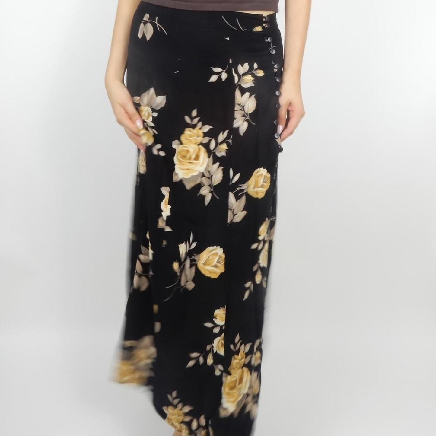 Floral Maxi Skirt in Black