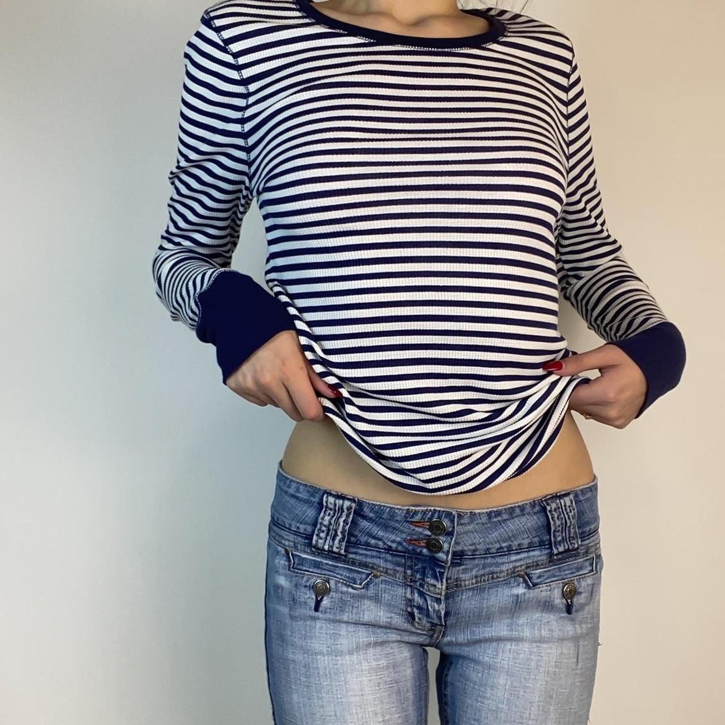 90s Striped Waffle Knit Top